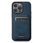 Pour iPhone 13 Pro Max Suteni H17 Coque de Téléphone en Cuir Texture Litchi Amovible avec Portefeuille et MagSafe (Bleu)