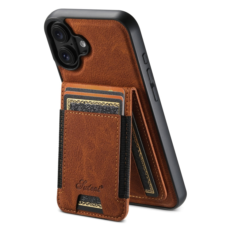Pour iPhone 16 Plus Étui de Téléphone à Rabat Amovible MagSafe en Cuir Texture Litchi Suteni H17 (Kaki)