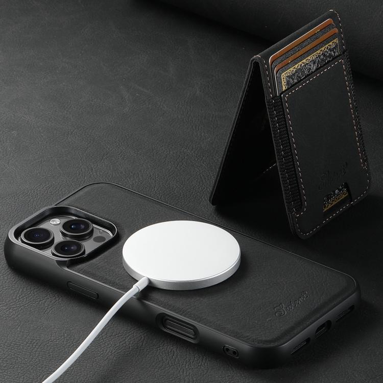 For iPhone 17e / 16e Suteni H17 Litchi Texture Leather MagSafe Detachable Wallet Phone Case(Black)