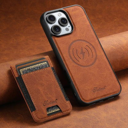 For iPhone 17e / 16e Suteni H17 Litchi Texture Leather MagSafe Detachable Wallet Phone Case(Khaki)