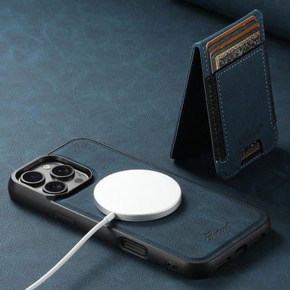 For iPhone 17e / 16e Suteni H17 Litchi Texture Leather MagSafe Detachable Wallet Phone Case(Blue)