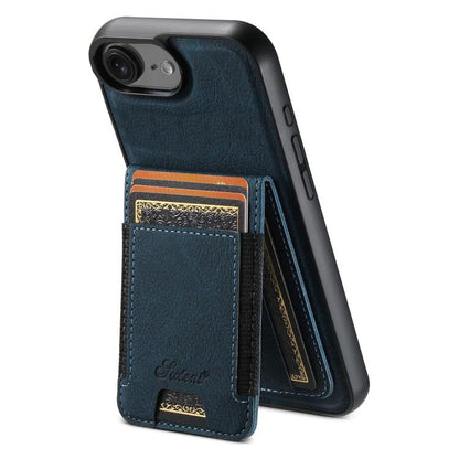 For iPhone 17e / 16e Suteni H17 Litchi Texture Leather MagSafe Detachable Wallet Phone Case(Blue)