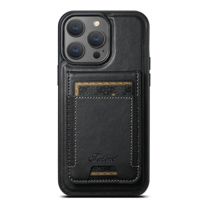 For iPhone 12 Pro Suteni H17 Oil Eax Leather MagSafe Detachable Wallet Phone Case(Black)