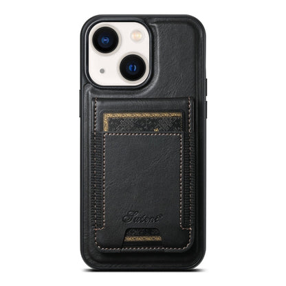 Pour iPhone 14 Plus Étui portefeuille détachable en cuir SUTENI H17 Oil Eax MagSafe (Noir)