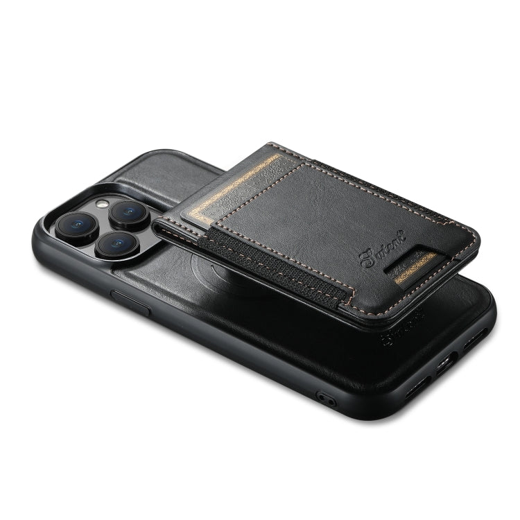 Pour iPhone 14 Plus Étui portefeuille détachable en cuir SUTENI H17 Oil Eax MagSafe (Noir)