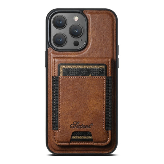 Pour iPhone 13 Pro Max Étui portefeuille détachable en cuir huilé Suteni H17 MagSafe (marron)