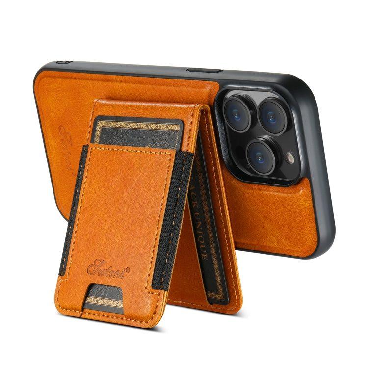 Pour iPhone 13 Pro Max Étui portefeuille détachable en cuir huilé Suteni H17 MagSafe (kaki)