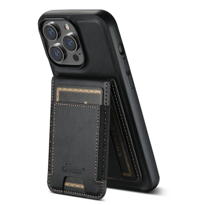 Pour iPhone 12 Étui portefeuille détachable Suteni H17 Oil Eax Leather MagSafe (noir)