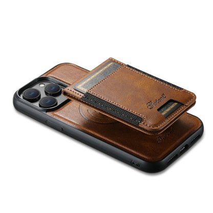 For iPhone 13 Pro Suteni H17 Oil Eax Leather MagSafe Detachable Wallet Phone Case(Brown)