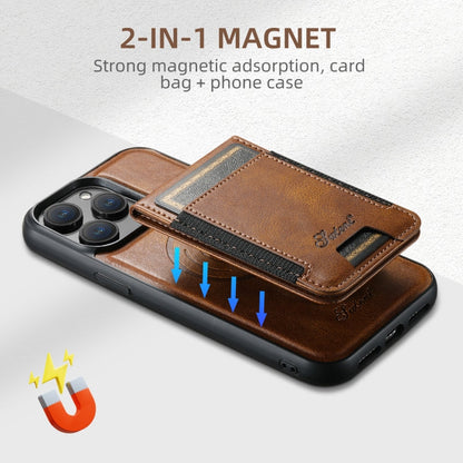 For iPhone 16 Suteni H17 Oil Eax Leather MagSafe Detachable Wallet Phone Case(Brown)