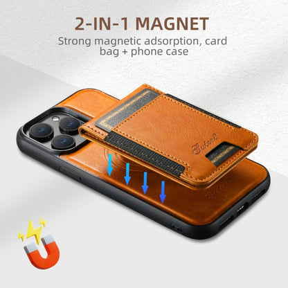 For iPhone 16 Pro Suteni H17 Oil Eax Leather MagSafe Detachable Wallet Phone Case(Khaki)