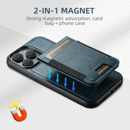 For iPhone 16 Pro Suteni H17 Oil Eax Leather MagSafe Detachable Wallet Phone Case(Blue)