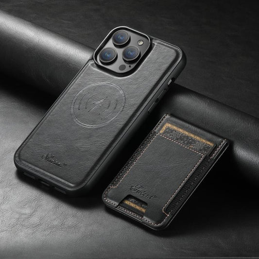 For iPhone 17e / 16e Suteni H17 Oil Eax Leather MagSafe Detachable Wallet Phone Case(Black)