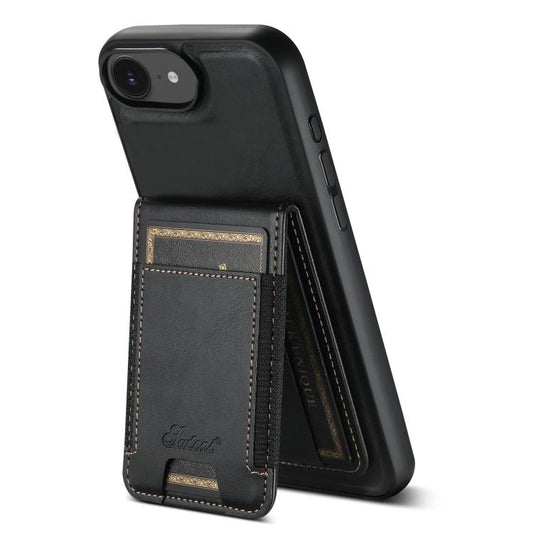 For iPhone 17e / 16e Suteni H17 Oil Eax Leather MagSafe Detachable Wallet Phone Case(Black)
