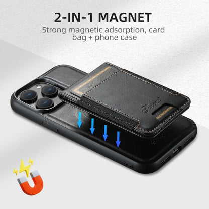 For iPhone 17e / 16e Suteni H17 Oil Eax Leather MagSafe Detachable Wallet Phone Case(Black)