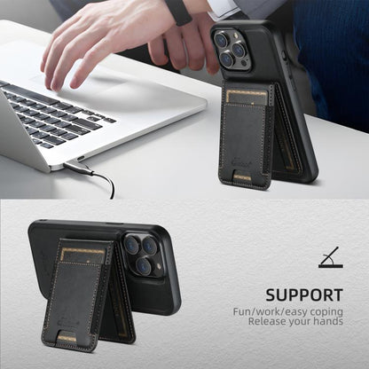 For iPhone 17e / 16e Suteni H17 Oil Eax Leather MagSafe Detachable Wallet Phone Case(Black)