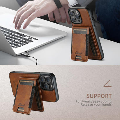For iPhone 17e / 16e Suteni H17 Oil Eax Leather MagSafe Detachable Wallet Phone Case(Brown)
