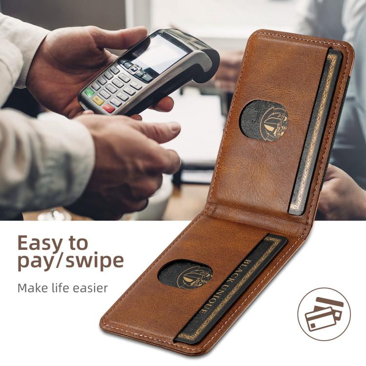 For iPhone 17e / 16e Suteni H17 Oil Eax Leather MagSafe Detachable Wallet Phone Case(Brown)