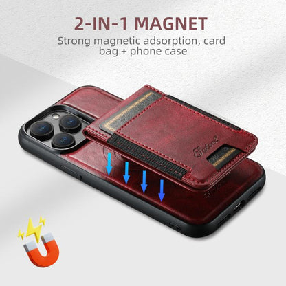 For iPhone 17e / 16e Suteni H17 Oil Eax Leather MagSafe Detachable Wallet Phone Case(Red)