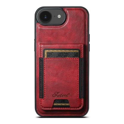 For iPhone 17e / 16e Suteni H17 Oil Eax Leather MagSafe Detachable Wallet Phone Case(Red)