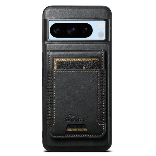 Pour la coque portefeuille amovible en cuir Suteni H17 Oil Eax pour Google Pixel 8 Pro (noir)