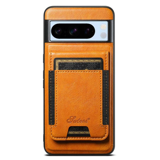 Pour Google Pixel 8 Pro Étui portefeuille amovible en cuir Suteni H17 Oil Eax (Kaki)