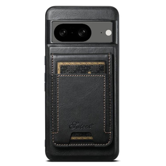 Pour Google Pixel 8 Étui Portefeuille Détachable en Cuir Huilé Suteni H17 (Noir)