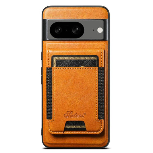 Pour Google Pixel 8 Suteni H17 Coque portefeuille détachable en cuir huilé (Kaki)