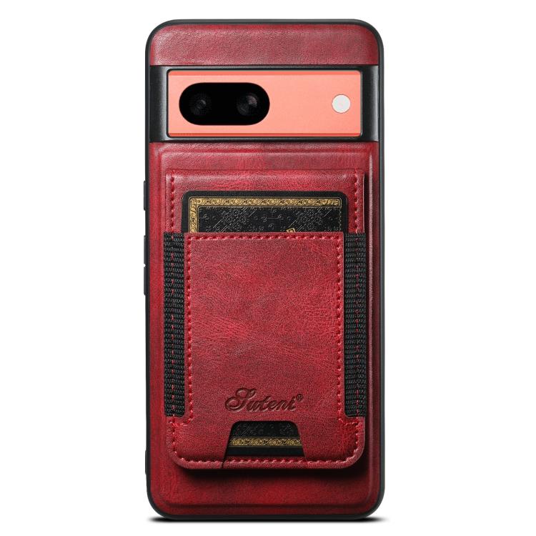 Pour Google Pixel 7a Étui portefeuille détachable en cuir huilé Suteni H17 (rouge)