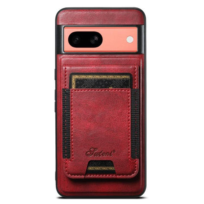 Pour Google Pixel 7a Étui portefeuille détachable en cuir huilé Suteni H17 (rouge)