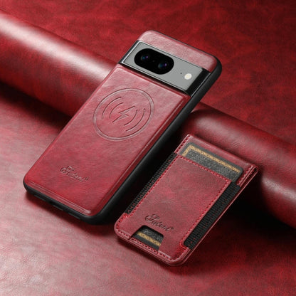 Pour Google Pixel 7a Étui portefeuille détachable en cuir huilé Suteni H17 (rouge)