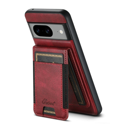 Pour Google Pixel 7a Étui portefeuille détachable en cuir huilé Suteni H17 (rouge)
