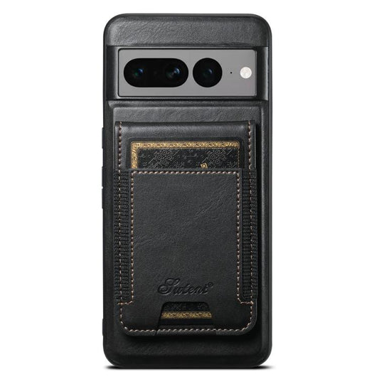 Pour l'étui portefeuille détachable en cuir huilé Suteni H17 pour Google Pixel 7 Pro (noir)