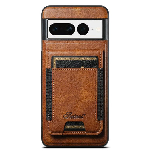 Pour Google Pixel 7 Étui de téléphone portefeuille détachable en cuir Suteni H17 Oil Eax (marron)