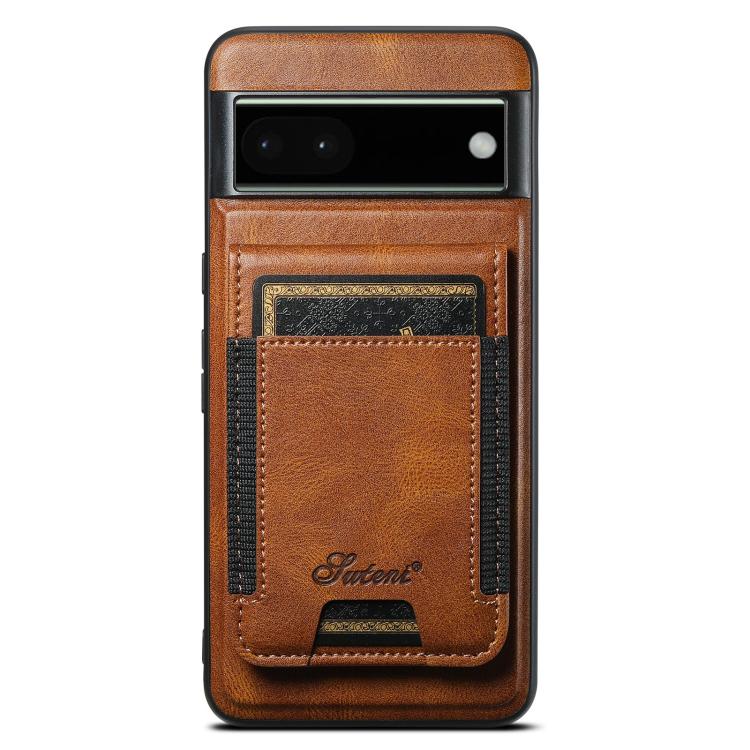 For Google Pixel 6a Suteni H17 Oil Eax Leather Detachable Wallet Phone Case(Brown)