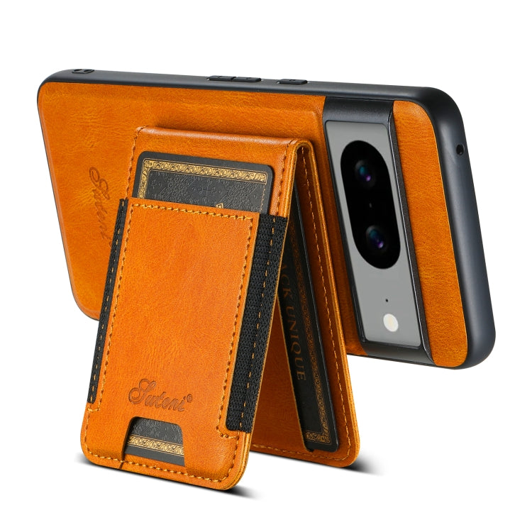 For Google Pixel 6 Pro Suteni H17 Oil Eax Leather Detachable Wallet Phone Case(Khaki)