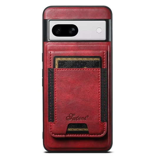 Pour l'étui portefeuille détachable en cuir huilé Suteni H17 pour Google Pixel 8a (rouge)