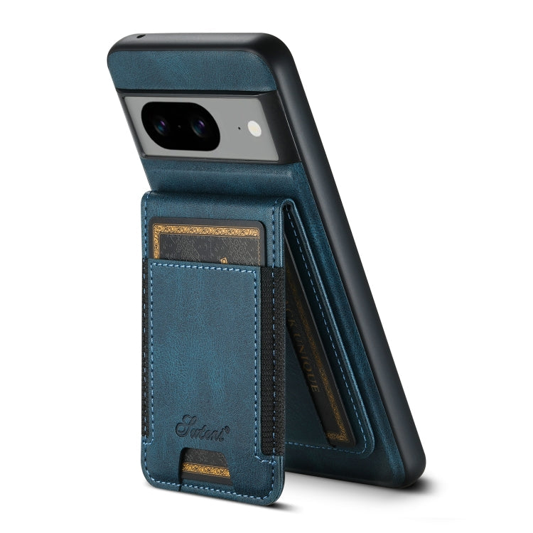 Pour la coque portefeuille détachable en cuir huileux Eax Suteni H17 pour Google Pixel 8a (bleu)