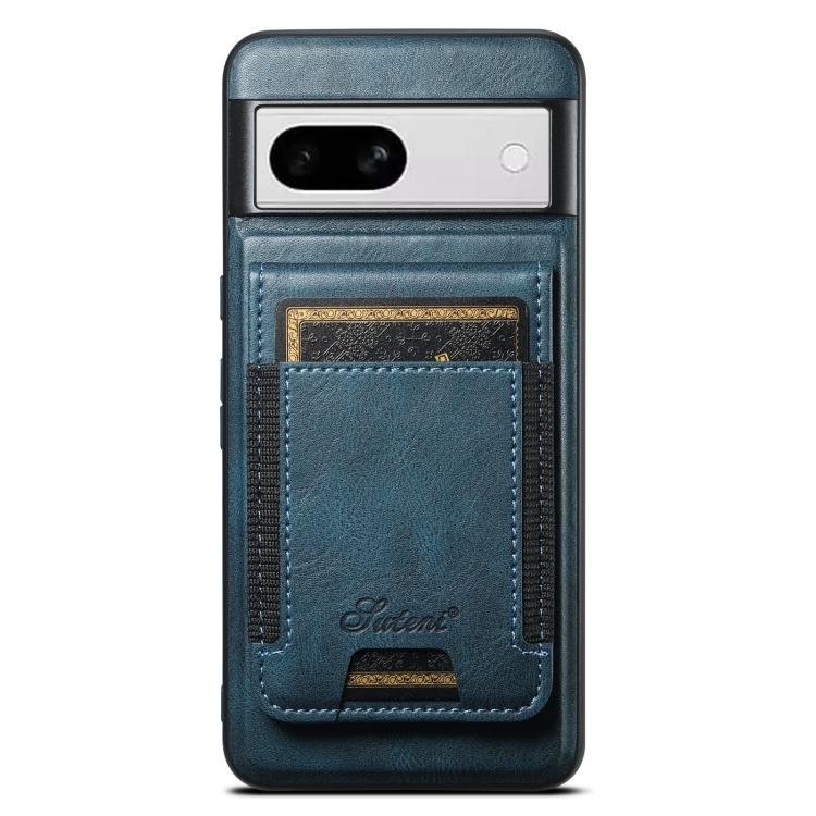 Pour la coque portefeuille détachable en cuir huileux Eax Suteni H17 pour Google Pixel 8a (bleu)