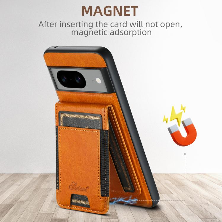 For Google Pixel 10 Pro Suteni H17 Oil Eax Leather Detachable Wallet Phone Case(Khaki)