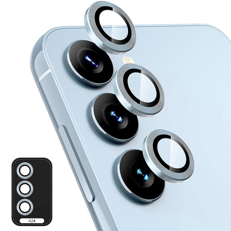 For Samsung Galaxy A35 ENKAY Hat-Prince 9H Rear Camera Lens Aluminium Alloy Tempered Glass Film(Light Blue)