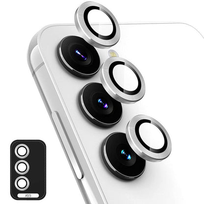 Pour Samsung Galaxy A55 ENKAY Hat-Prince 9H Film de protection d'objectif de caméra arrière en alliage d'aluminium et verre trempé (Argent)
