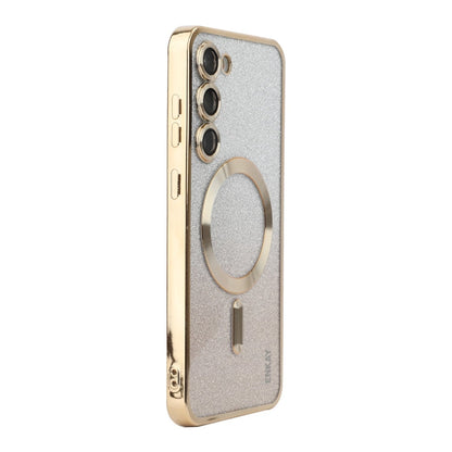 For Samsung Galaxy S23 5G ENKAY Hat-Prince Magnetic Glitter Plated TPU Phone Case with Lens Film(Golden)