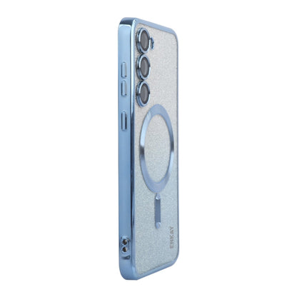 Pour Samsung Galaxy S23 5G Étui de Téléphone en TPU Plaqué Pailleté Magnétique ENKAY Hat-Prince avec Film d'Objectif (Bleu)