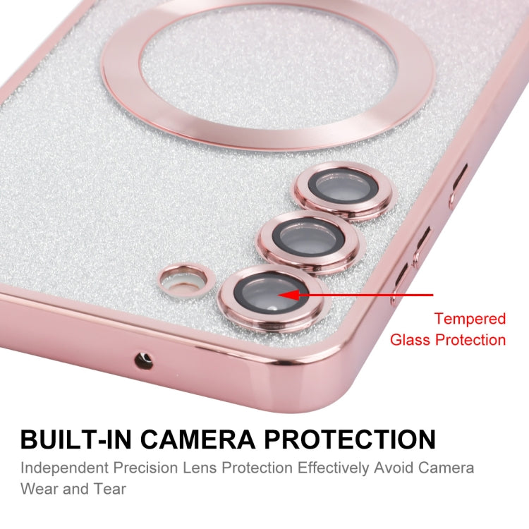 For Samsung Galaxy S23+ 5G ENKAY Hat-Prince Magnetic Glitter Plated TPU Phone Case with Lens Film(Pink)