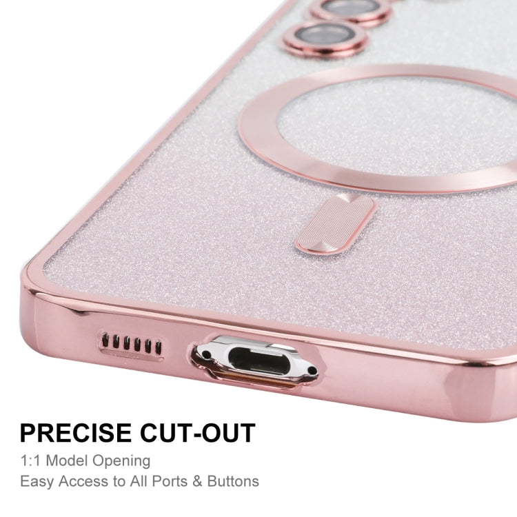 For Samsung Galaxy S23+ 5G ENKAY Hat-Prince Magnetic Glitter Plated TPU Phone Case with Lens Film(Pink)