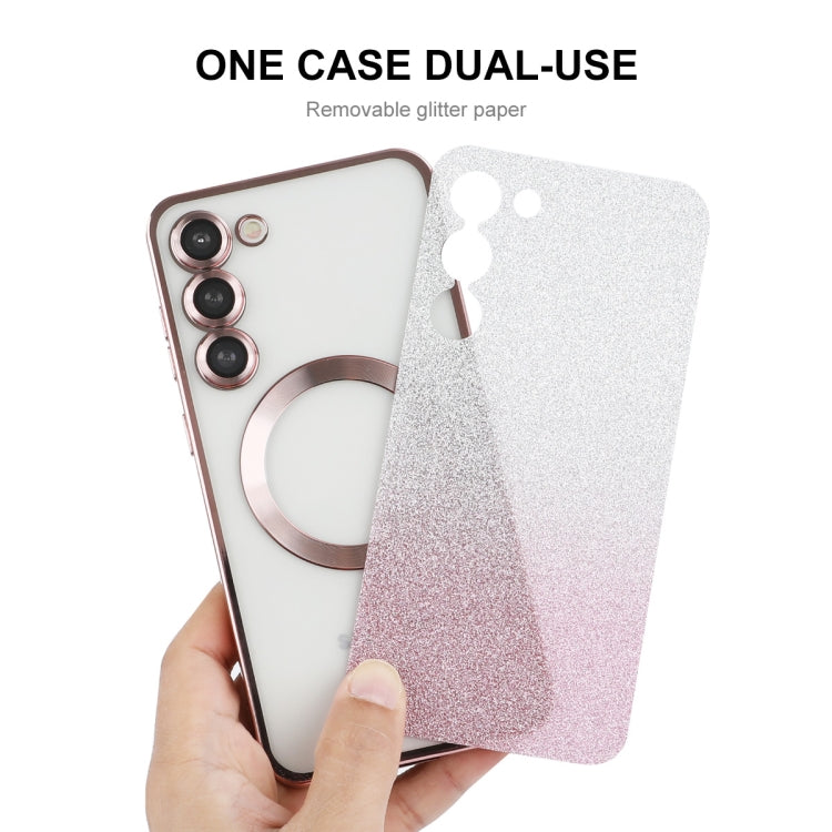 For Samsung Galaxy S23+ 5G ENKAY Hat-Prince Magnetic Glitter Plated TPU Phone Case with Lens Film(Purple)