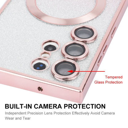 For Samsung Galaxy S24 Ultra 5G ENKAY Hat-Prince Magnetic Glitter Plated TPU Phone Case with Lens Film(Black)