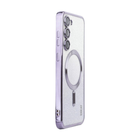 For Samsung Galaxy S25+ 5G ENKAY Hat-Prince Magnetic Glitter Plated TPU Phone Case with Lens Film(Purple)