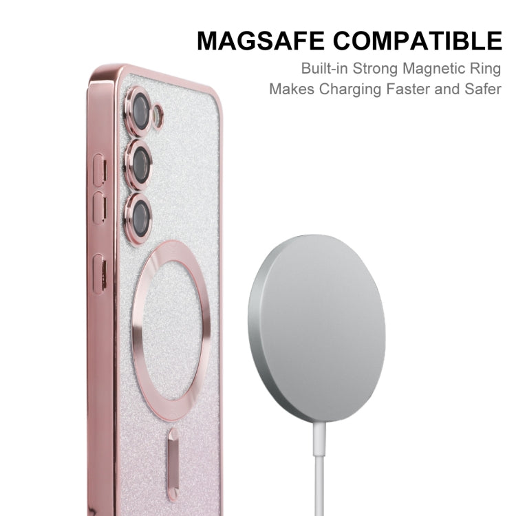 For Samsung Galaxy S25+ 5G ENKAY Hat-Prince Magnetic Glitter Plated TPU Phone Case with Lens Film(Purple)